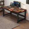 Biurko Komputerowe Ciemny Buk Nowoczesne Industrialne Loft Podgląd zdjęcia produktu 3