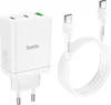 A white Hoco N33 35W charger and a white USB-C charging cable are displayed against a white background. Produktbild-Vorschau