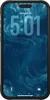 A smartphone with a dark blue, abstract wallpaper displayed on its screen, showing the time and date. Podgląd zdjęcia produktu