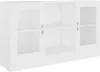A white cabinet with glass doors and shelves is shown in a studio setting. Produktbild-Vorschau
