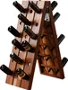 A wooden wine rack filled with wine bottles, shown against a white background. Produktbild-Vorschau