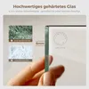 A hand holding a thick piece of glass, with close-up images of broken glass and text highlighting the quality of tempered glass. Podgląd zdjęcia produktu