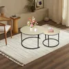2er Set Couchtisch mit weiße Ahornfarbe und Metallrahmen Produktbild-Vorschau 2