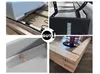 A collage of four images showing details of a sofa bed construction, including springs, frame, and joinery, with a logo overlay. Podgląd zdjęcia produktu