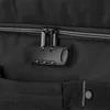 A close-up shot of a black combination lock on a black fabric suitcase. Náhled obrázku produktu