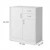 A white cabinet with drawers and doors, shown with dimensions indicated by lines and text. Náhled obrázku produktu