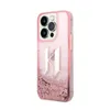A pink iPhone 14 Pro Max case with glitter and a large 'KL' logo. Náhled obrázku produktu
