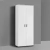 A white, two-door cabinet against a gray wall. Voir les images du produit