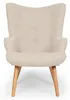 MENZZO Fauteuil scandinave + pouf Lylou Tissu Beige Voir les images du produit 2