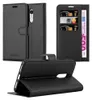 A black leather flip case for a smartphone, shown from multiple angles. Náhľad obrázku produktu