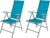 2er Set Garten Klappstuhl Hochlehner Alu - Textilen 7- Positionen Silbergrau/Petrol Produktbild-Vorschau