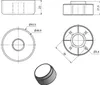 Technical drawings and a perspective view of furniture feet. Produktbild-Vorschau