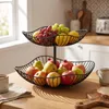 Een tweelaags metalen fruitschaal, 29 x 29 x 24 cm Productafbeelding-voorbeeld 10