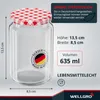 50x WELLGRO Einmachgläser 635ml Schraubdeckel TO82 rot Produktbild-Vorschau 3