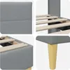 vidaXL Rama łóżka z zagłówkiem jasnoszara 140 x 190 cm Podgląd zdjęcia produktu 7
