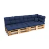 A dark blue pallet sofa with cushions, shown against a white background. Anteprima dell’immagine prodotto