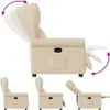 A collage of images showing a cream-colored recliner chair in different positions, demonstrating its reclining and footrest features. Produktbild-Vorschau