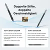A marketing image showcasing two different stylus pens with their features listed. Podgląd zdjęcia produktu