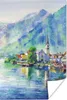 MuchoWow® Poster Gemälde - Ölfarbe - Haus - Berge - Wasser Produktbild-Vorschau 1
