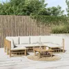 7-tlg. Garten-Lounge-Set mit Cremeweißen Kissen Bambus Produktbild-Vorschau 2