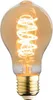 A close-up studio shot of a single amber-colored LED light bulb with a spiral filament, set against a white background. Produktbild-Vorschau