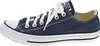 A side view of a blue Converse All Star low-top sneaker with white laces and white sole. Produktbild-Vorschau