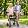 COSTWAY Rollator faltbar & leicht mit Sitz, 2in1 Rollstuhl Produktbild-Vorschau 2