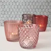 LS-LebenStil 4´er Set Glas Teelichthalter Retro Rosa Rose Produktbild-Vorschau 4