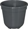 A dark gray plastic plant pot is shown against a white background. Produktbild-Vorschau