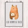 Mr. & Mrs. Panda Bild Bär Liebesbrief DIN A5 - Grau Pastell Produktbild-Vorschau 2