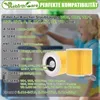 A child and a cat are in the background, with vacuum cleaner filters in the foreground. Produktbild-Vorschau