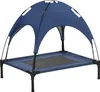 A blue elevated dog bed with a canopy. Produktbild-Vorschau