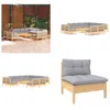 vidaXL 12 tlg. Garten Lounge Set mit Grauen Kissen Produktbild-Vorschau 1