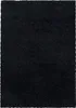 A black shaggy rug is shown from a top-down perspective.