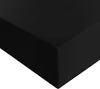 A close-up, angled view of a black fitted sheet. Produktbild-Vorschau