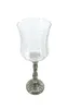 Glas Windlicht auf Metall Standfuß silber schwarz 10 x 29cm Produktbild-Vorschau 2
