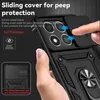 A hand is holding a black phone case with a sliding camera cover. Produktbild-Vorschau