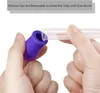 Hands holding a purple silicone tip and a clear plastic tube, demonstrating how they connect. Produktbild-Vorschau