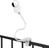 A white flexible camera mount with a clamp attached to a black railing. Anteprima dell’immagine prodotto