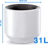 A white planter with dimensions and capacity indicated. Náhled obrázku produktu