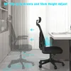 A black office chair is shown in a room with a desk and a bookshelf. The chair is shown in two positions to demonstrate its adjustability. Produktbild-Vorschau