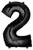 Folienballon Nummer „2“, 86cm, schwarz Produktbild-Vorschau 1