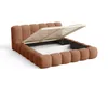 A bed with its storage compartment open, showing the slatted base. Voir les images du produit