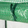 A close-up view of a green mesh material, likely part of a greenhouse or similar structure, secured with a dark green fabric tie. Produktbild-Vorschau