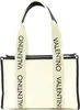 A studio shot of a beige Valentino tote bag with black trim and straps. Anteprima dell’immagine prodotto