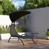 vidaXL Sonnenliege mit Dach Schwarz 167x80x195 cm Stoff und Produktbild-Vorschau 2