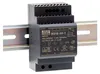 A black power supply unit is mounted on a silver DIN rail. Produktbild-Vorschau