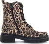 A side view of a leopard print combat boot. Produktbild-Vorschau