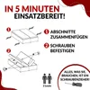 Instructions for assembling a bed frame, showing two steps and required tools. Produktbild-Vorschau