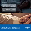A split image showing a woman sleeping in bed with a smart home interface overlay, and another woman stretching in bed. Produktbild-Vorschau